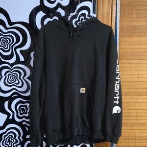 Carhartt Men's Black Hoodie with Logo Sleeve